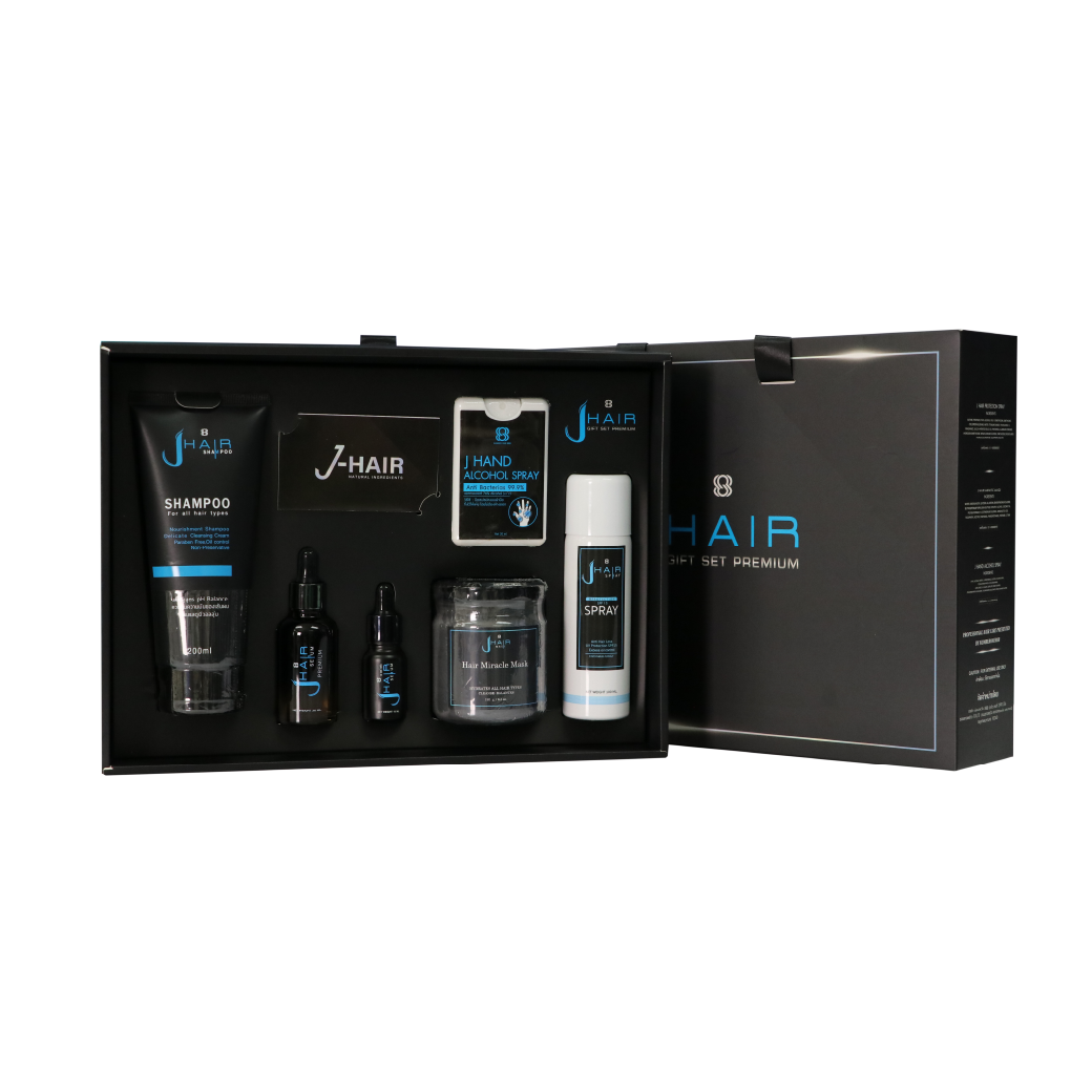 J HAIR Gift Set Premium - เซ็ทกู้ผมร่วง เซรั่มปลูกผม เร่งผมยาว ลดผมร่วง ผมดกดำ